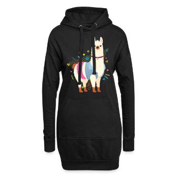 90s Style Llama - Sweat-shirt à capuche long Femme - noir - Devant
