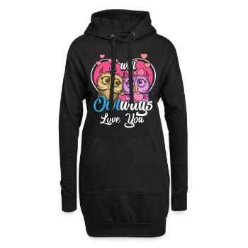 Eule Herz I Will Owlways Always Love You Geschenk - Hoodie-Kleid - Schwarz - Vorne