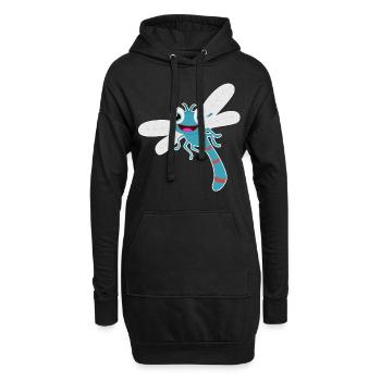 Libelle süß witzig Insekt Kawaii Comic Geschenk - Hoodie-Kleid - Schwarz - Vorne