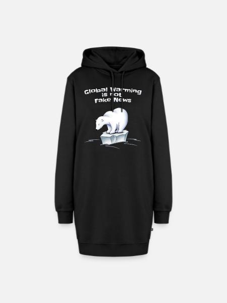 Eisbär Klimawandel ist keine Falschmeldung Öko - Hoodie-Kleid - Schwarz