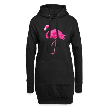 Chemise de flamants rose oiseau Flamingo - Sweat-shirt à capuche long Femme - noir - Devant