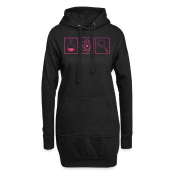 Wissenschaft Glas Atom Chemiker Lupe Geschenkidee - Hoodie-Kleid - Schwarz - Vorne