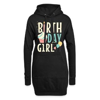 Fille d'anniversaire - Sweat-shirt à capuche long Femme - noir - Devant