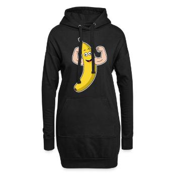 Cadeau de biceps de bodybuilding de muscle de force de banane - Sweat-shirt à capuche long Femme - noir - Devant