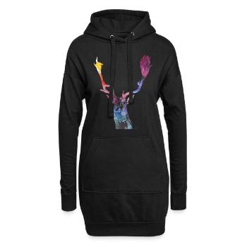 Wasserfarben Hirsch - Hoodie-Kleid - Schwarz - Vorne