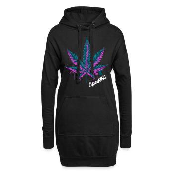 Cannabisblatt Hanfblatt - Hoodie-Kleid - Schwarz - Vorne