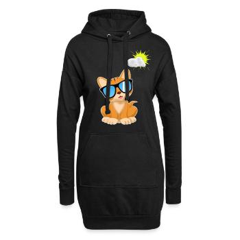 Katze Sonnenbrille comic Kawaii Geschenk kinder - Hoodie-Kleid - Schwarz - Vorne