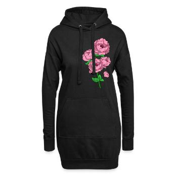 Pfingstrosen Blume Rose Frühling Geschenkidee - Hoodie-Kleid - Schwarz - Vorne