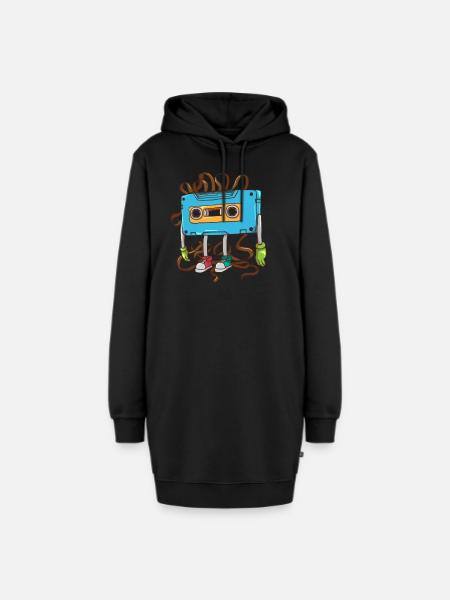 Bandsalat Kassette der 80er - Hoodie-Kleid - Schwarz