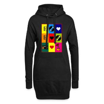 Video Kassette Schallplatte Retro 80s 90s Geschenk - Hoodie-Kleid - Schwarz - Vorne
