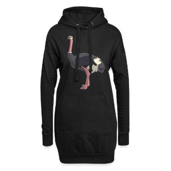 Nandu Strauß emu vogel comic Geschenkidee - Hoodie-Kleid - Schwarz - Vorne