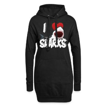 Ich liebe Haie Nette Neuheit Woche der Shark Geschenkidee für Shark Lovers Epic Grafik Shark Jaws - Hoodie-Kleid - Schwarz - Vorne