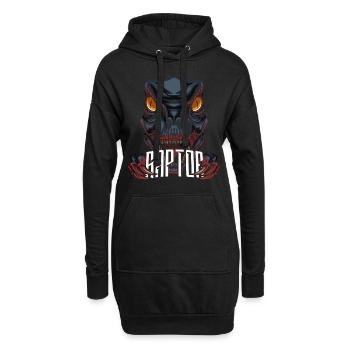 Dinosaurier Dino Raptor - Hoodie-Kleid - Schwarz - Vorne