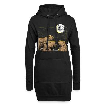 Drei Mond Capybaras Shirt Trägheit, Frettchen Liebhaber - Hoodie-Kleid - Schwarz - Vorne