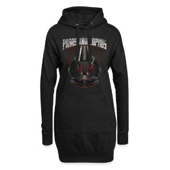 Roboter Dino - Hoodie-Kleid - Schwarz - Vorne