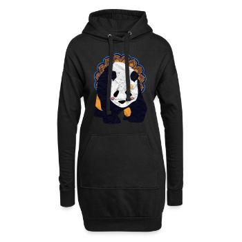 Panda nomade mondial - Sweat-shirt à capuche long Femme - noir - Devant