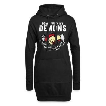 DOWN WITH MY DEMONS Cadeau de motard tatoué - Sweat-shirt à capuche long Femme - noir - Devant