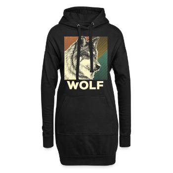 Wolf Wölfe Hund Tier Natur Tierschutz Geschenk - Hoodie-Kleid - Schwarz - Vorne