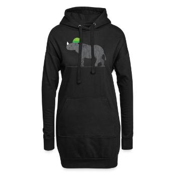 Tiere Rhinoceros - Hoodie-Kleid - Schwarz - Vorne