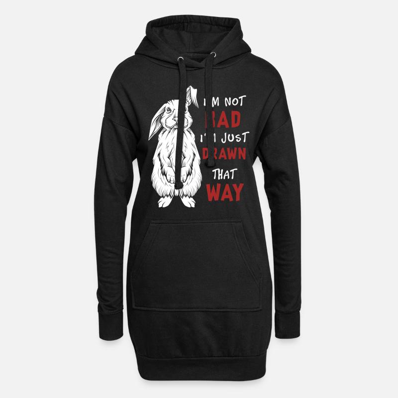 Häschen Spruch - Hoodie-Kleid - Schwarz