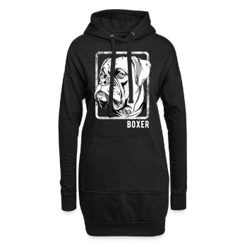 Chiens - boxeurs - Sweat-shirt à capuche long Femme - noir - Devant