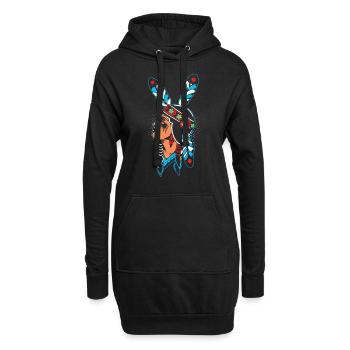 Indianer Ureinwohner Federschmuck Native Häuptling - Hoodie-Kleid - Schwarz - Vorne