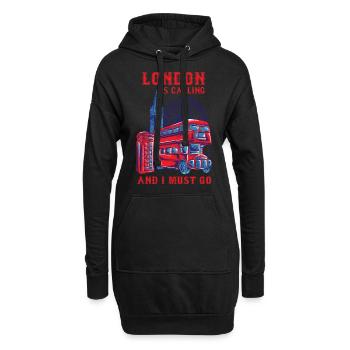 Londres appelant chemise voyage vintage Angleterre - Sweat-shirt à capuche long Femme - noir - Devant