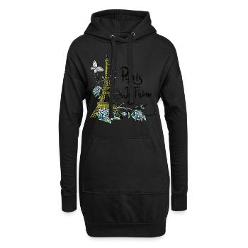 Paris-Hemd Eiffelturm Je taime Paris Frankreich - Hoodie-Kleid - Schwarz - Vorne