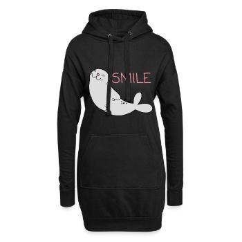 Phoque mignon - Sweat-shirt à capuche long Femme - noir - Devant