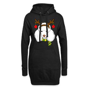 Pudel Xmas Rentier Hörner Hund Liebhaber Weihnachten - Hoodie-Kleid - Schwarz - Vorne