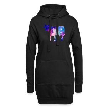 Galaxy Kuh Weltall Geschenk - Hoodie-Kleid - Schwarz - Vorne