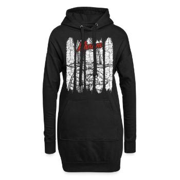 Vintage Style rétro Khnum Silhouette Dieu - Sweat-shirt à capuche long Femme - noir - Devant