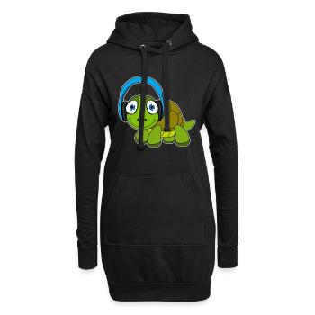 Idée cadeau kawaii pour un casque tortue - Sweat-shirt à capuche long Femme - noir - Devant