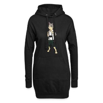 Costume de chat Lederhosen - Sweat-shirt à capuche long Femme - noir - Devant