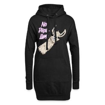 No Prob LLama rose Vintage Trendy Lama - Sweat-shirt à capuche long Femme - noir - Devant