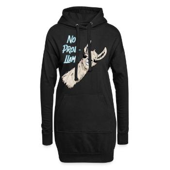 No Prob LLama bleu Vintage - Sweat-shirt à capuche long Femme - noir - Devant