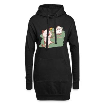 Volleyball chat volley ball chaton sport - Sweat-shirt à capuche long Femme - noir - Devant