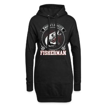 Angler Fischer Angel Angeln Fisch fischen Fisch - Hoodie-Kleid - Schwarz - Vorne