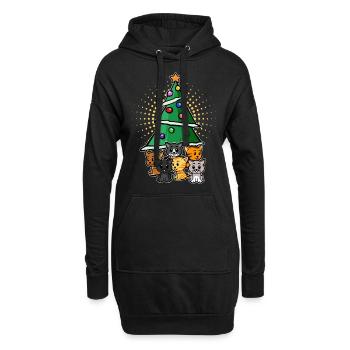 Cadeau de Noël avec des chats pour le propriétaire de chat - Sweat-shirt à capuche long Femme - noir - Devant