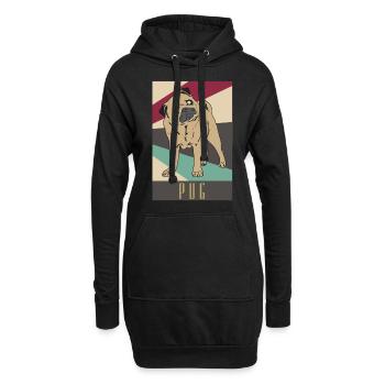 Mops - Hoodie-Kleid - Schwarz - Vorne