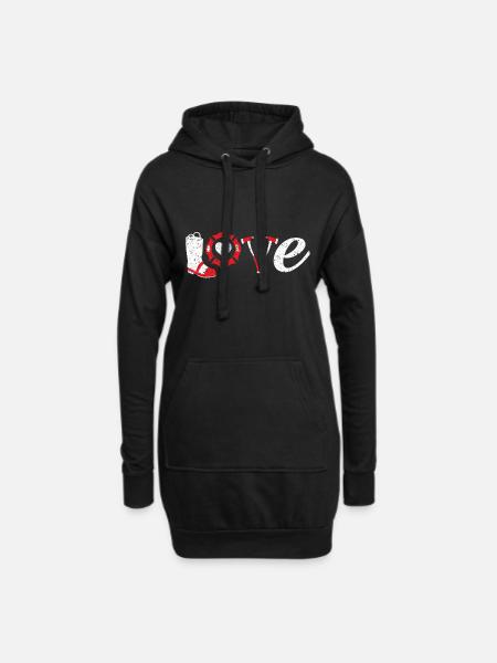 Feuerwehr Liebe Beruf - Hoodie-Kleid - Schwarz