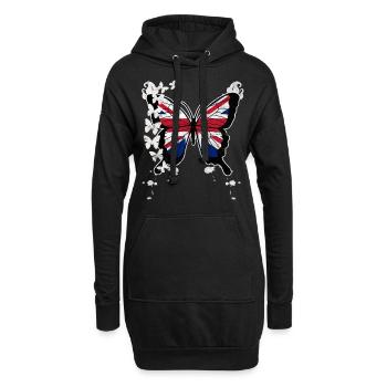 Schmetterling Union Jack - Hoodie-Kleid - Schwarz - Vorne