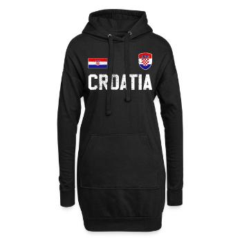 Maillot croate - Sweat-shirt à capuche long Femme - noir - Devant