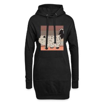 Chat grincheux rétro - Sweat-shirt à capuche long Femme - noir - Devant