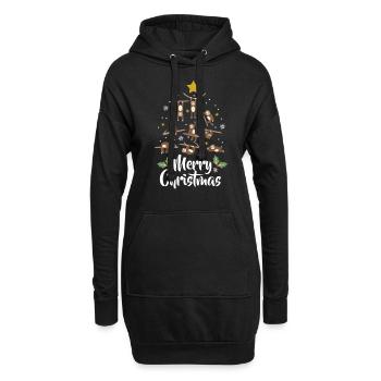 Weihnachten Faultier Xmas Tannenbaum Geschenk - Hoodie-Kleid - Schwarz - Vorne