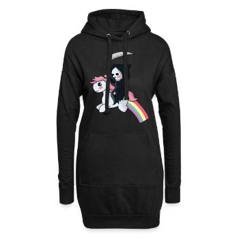 Sensenmann auf einem Einhorn - Hoodie-Kleid - Schwarz - Vorne