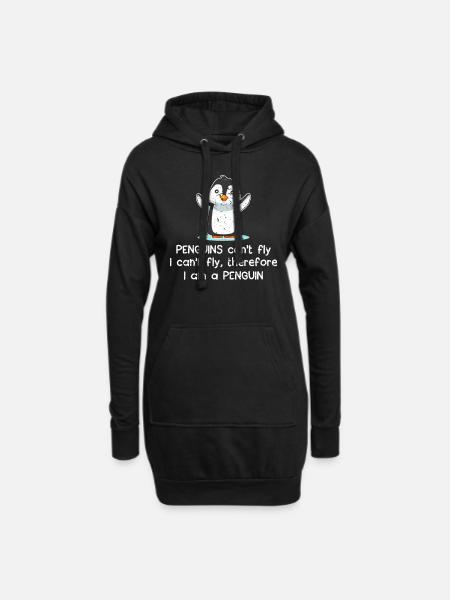 Pinguin Tier - Hoodie-Kleid - Schwarz