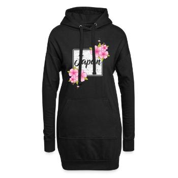 Fleurs de cerisier japonais Japon - Sweat-shirt à capuche long Femme - noir - Devant