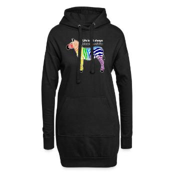 Buntes Zebra Regenbogen Positiver Spruch Geschenk - Hoodie-Kleid - Schwarz - Vorne