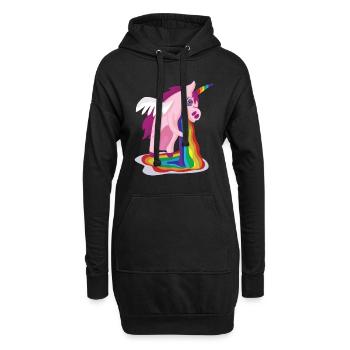 Cadeau T-shirt Uicorn Licorne Arc-en-ciel - Sweat-shirt à capuche long Femme - noir - Devant